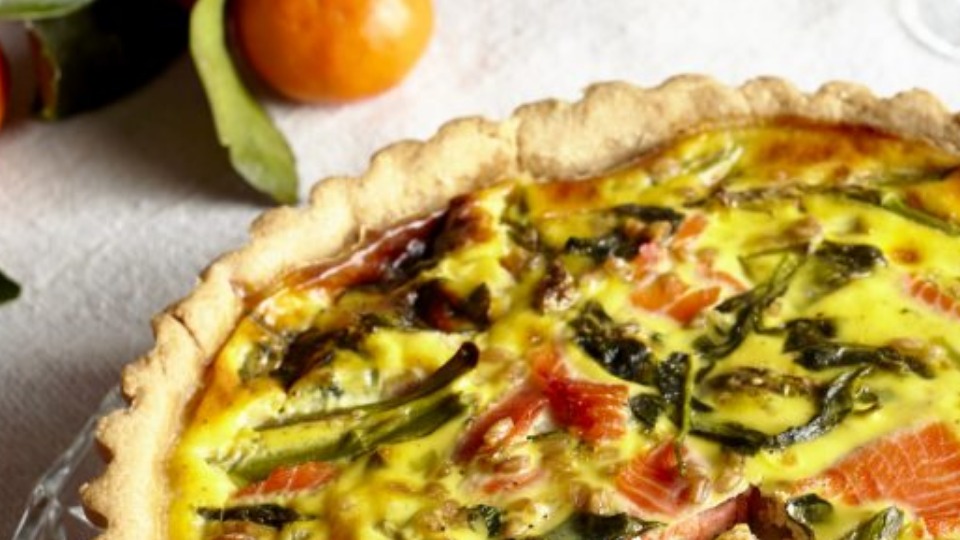 Smoked Salmon, Spelt, and Spring Greens Tart (Instance 1) — Instance — Interactive video experience