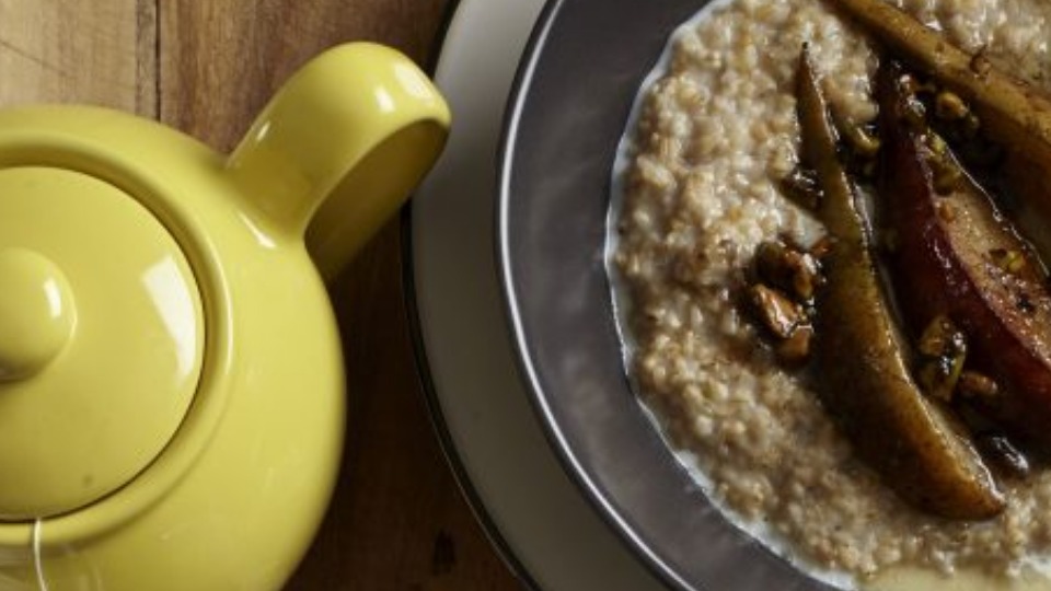 Steel Cut Oats with Brown Butter and Balsamic Glazed Pears (Instance 1) — Instance — Interactive video experience