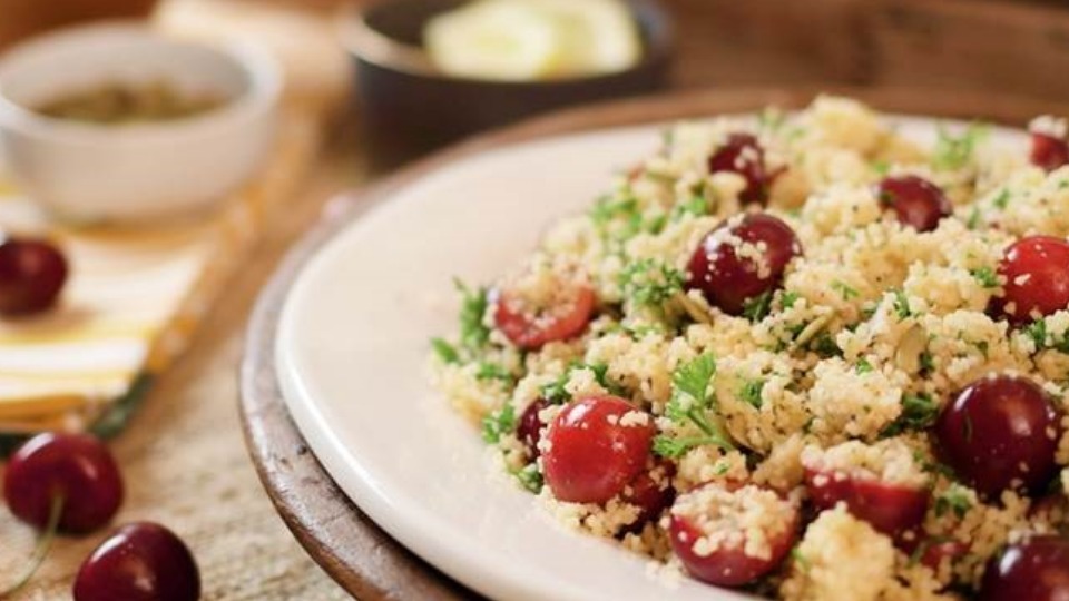 Fresh Cherry Pepita Golden Couscous Salad (Instance 1) — Instance — Interactive video experience