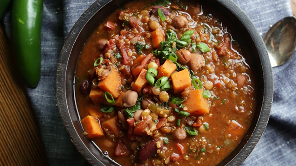 How to Make: Vegan Quinoa Chili (Instance 1) — Instance — Interactive video experience