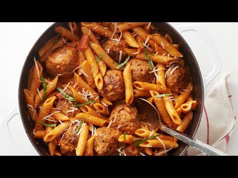 One-Pot Sausage Meatballs with Creamy Tomato Penne | Betty Crocker Recipe (Instance 1) — Instance — Interactive video experience