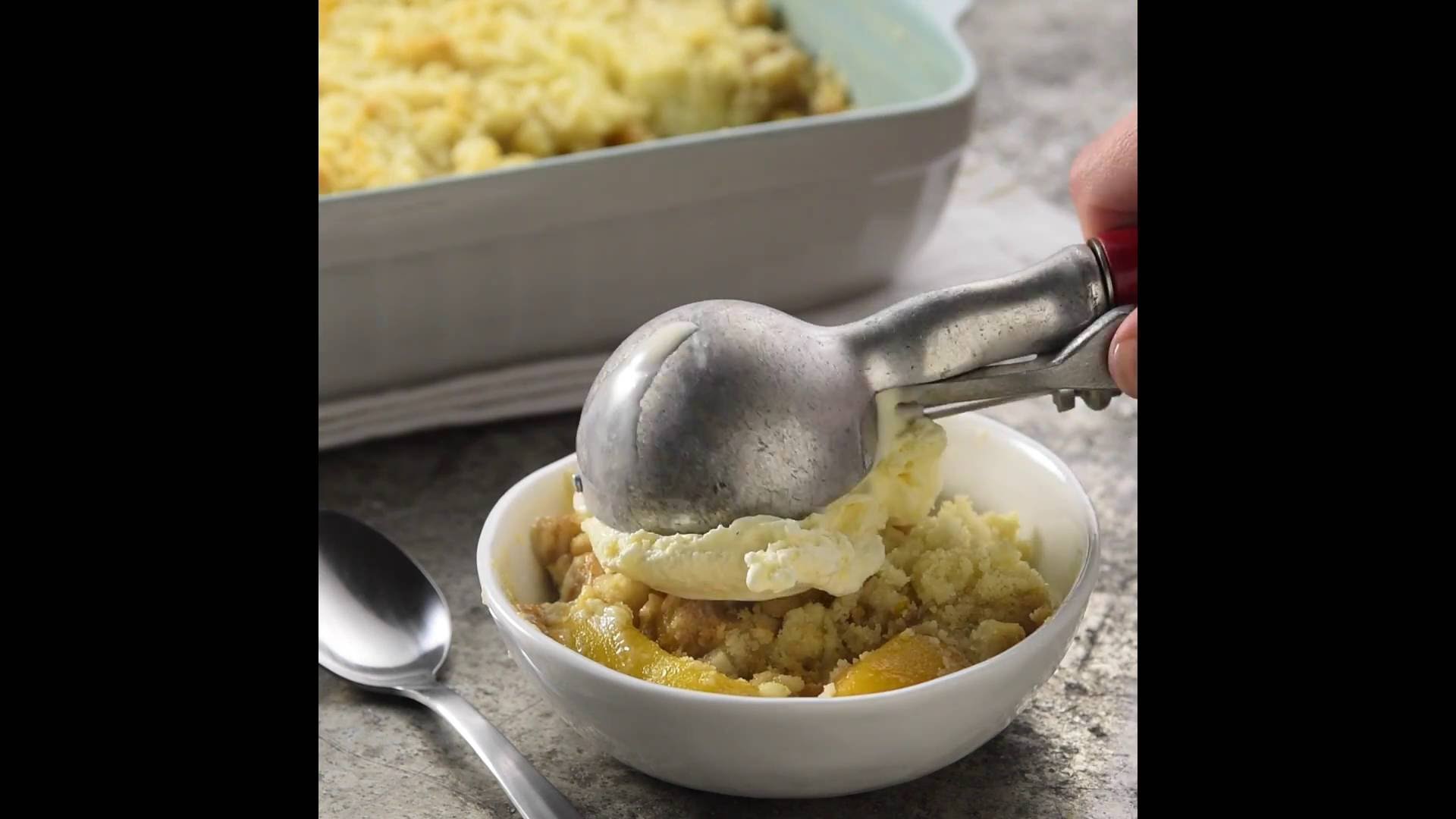 Peaches and Cream Cheesecake Crumble (Instance 1) — Instance — Interactive video experience