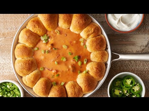Skillet Queso Dip with Taco Biscuit Bombs | Pillsbury Recipe (Instance 1) — Instance — Interactive video experience