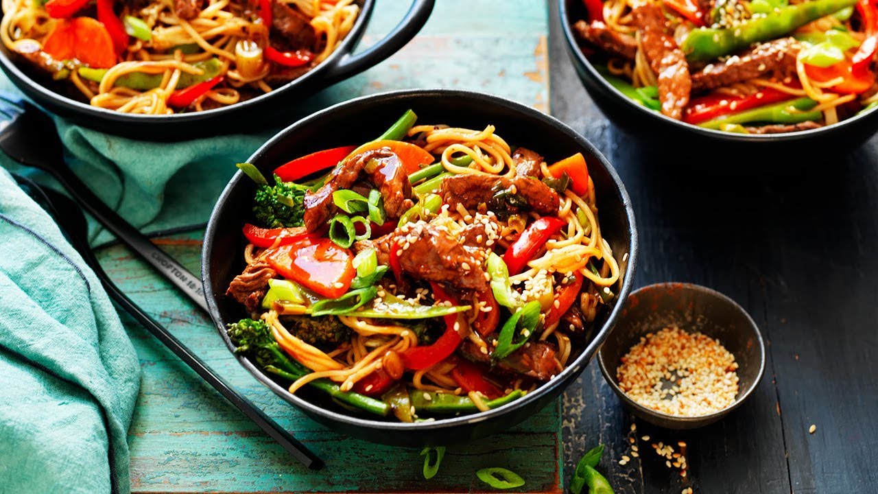 Teriyaki Beef Noodles Recipe (Instance 1) — Instance — Interactive video experience