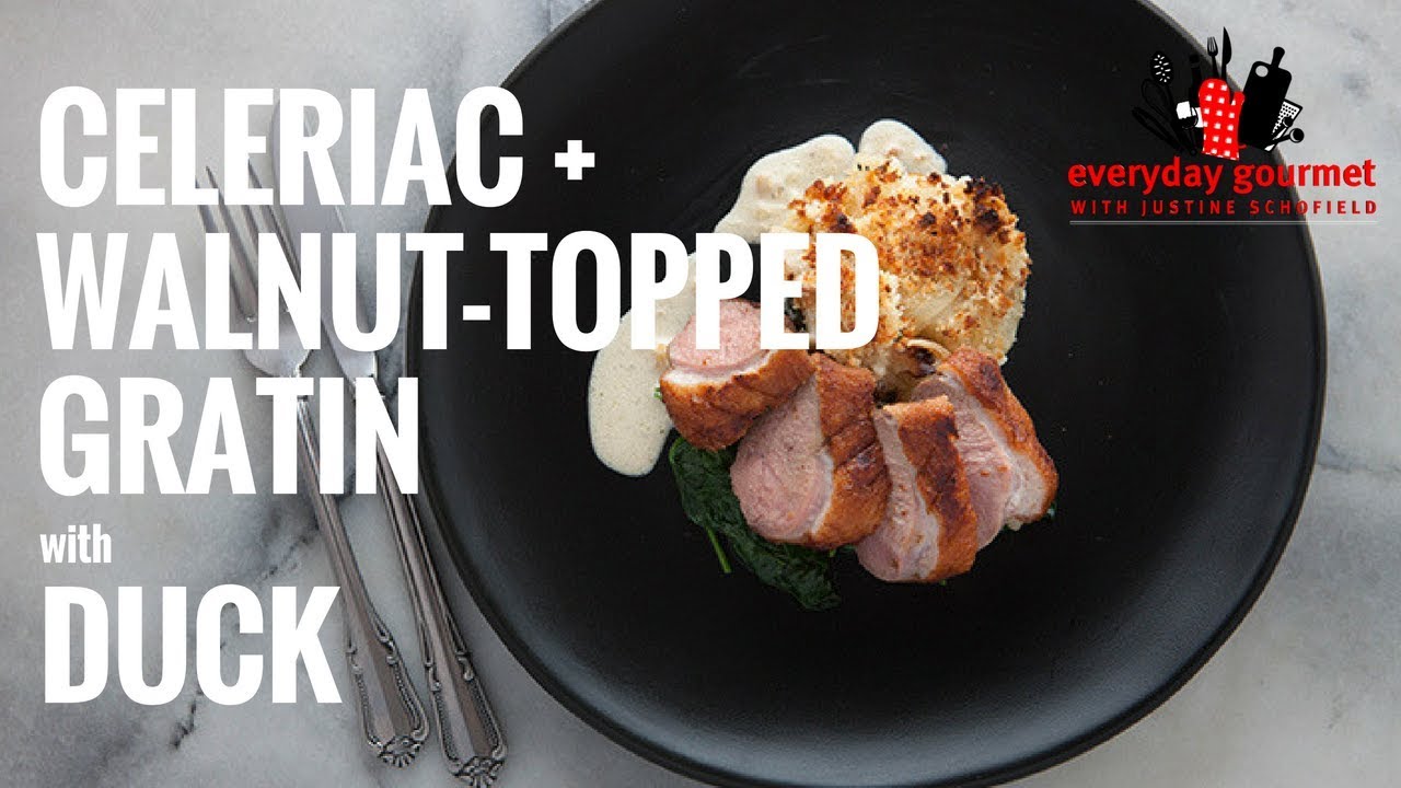 Celeriac and Walnut topped Gratin with Duck | Everyday Gourmet S6 E87 (Instance 1) — Instance — Interactive video experience