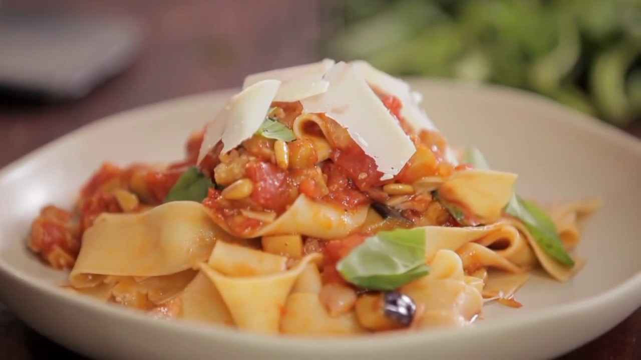 Bacon, Eggplant and Pine Nut Pappardelle | Everyday Gourmet S2 E62 (Instance 1) — Instance — Interactive video experience