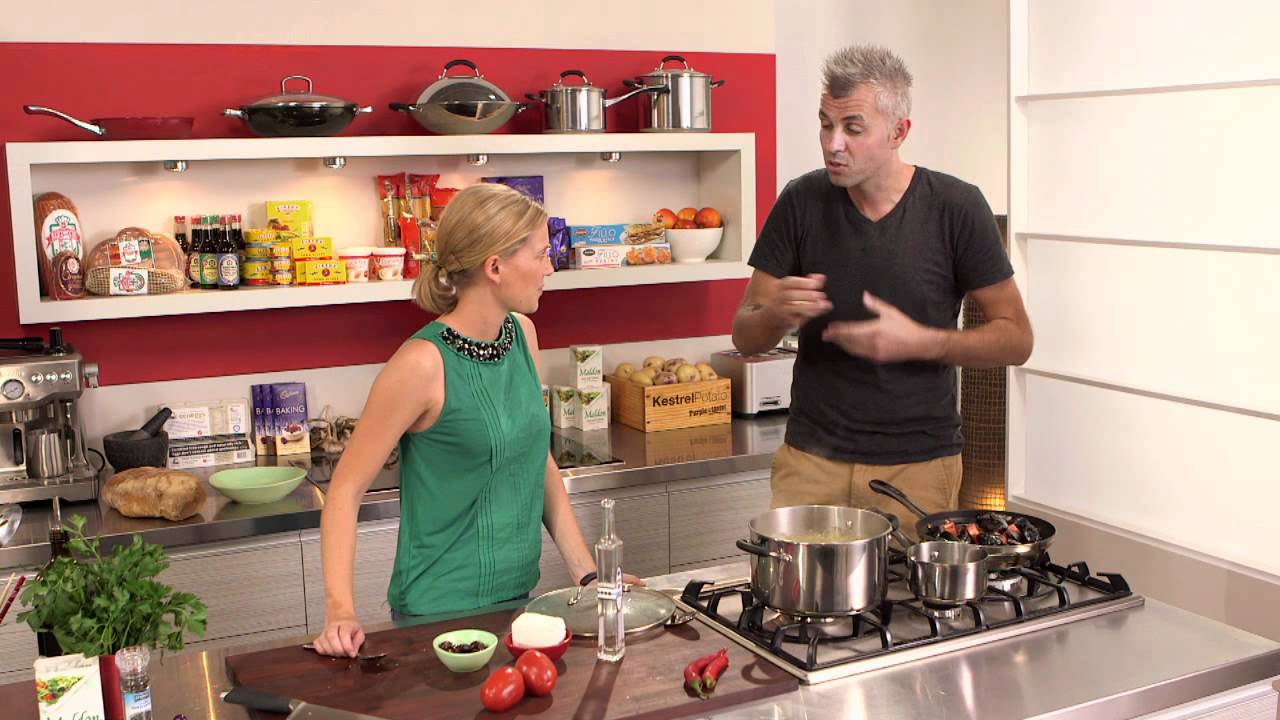 Steamed Mussels in Tomato, Ouzo, Kalamatta Olives and Risoni | Everyday Gourmet S2 E47 (Instance 1) — Instance — Interactive video experience