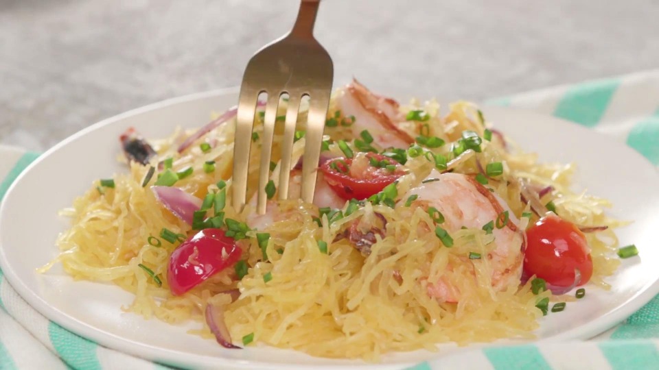 How to Make Pan-Seared Shrimp with Rosemary Spaghetti Squash | Cooking Light (Product Master) — Instance — Interactive video experience