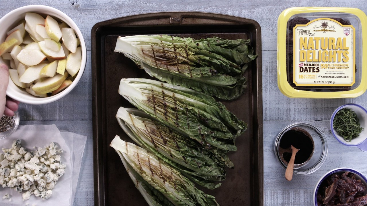 Balsamic Glazed Grilled Romaine Hearts with Blue Cheese, Medjool Dates & Pears (Instance 1) — Instance — Interactive video experience