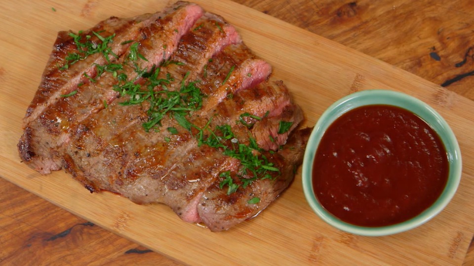 Grilled Skirt Steak with Smoked BBQ Glaze | Everyday Gourmet S5 E41 (Instance 1) — Instance — Interactive video experience