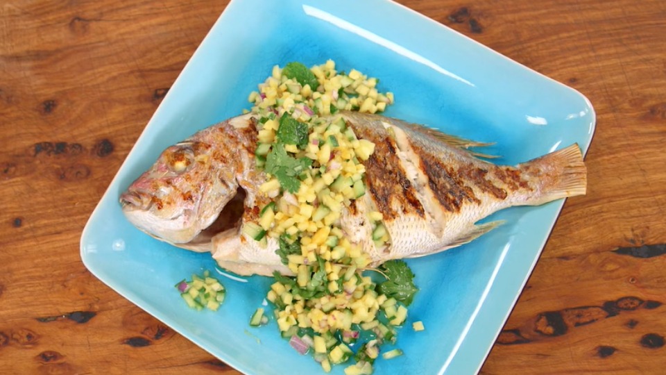Grilled Baby Snapper with Pineapple and Cucumber Salsa | Everyday Gourmet S5 E53 (Instance 1) — Instance — Interactive video experience