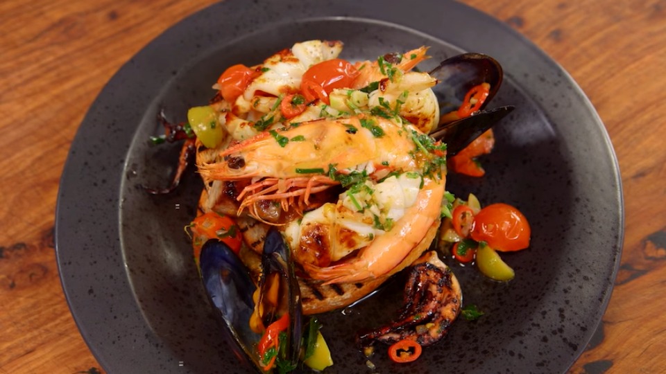 Chargrilled Seafood in Sauce Vierge | Everyday Gourmet S5 E51 (Instance 1) — Instance — Interactive video experience