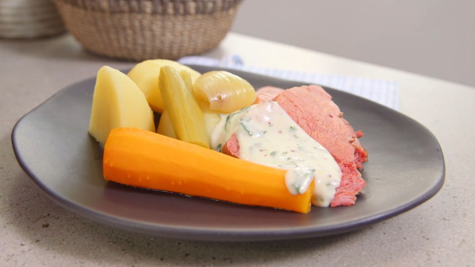 Corned Beef with Parsley Sauce | Everyday Gourmet S5 E11 (Instance 1) — Instance — Interactive video experience