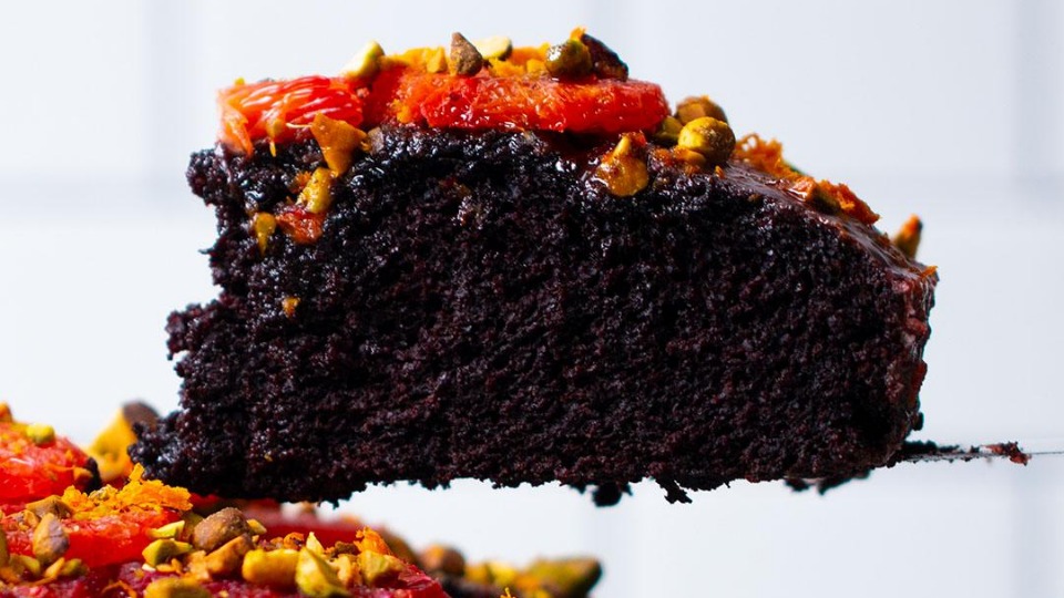 Dairy-Free Blood Orange Chocolate Cake (Product Master) — Instance — Interactive video experience