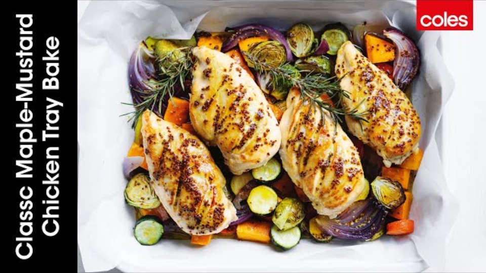 Classic maple-mustard chicken tray bake (Product) — Instance — Interactive video experience