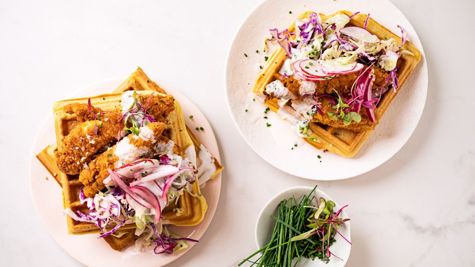 Air-fried chicken waffles - product — Instance — Interactive video experience
