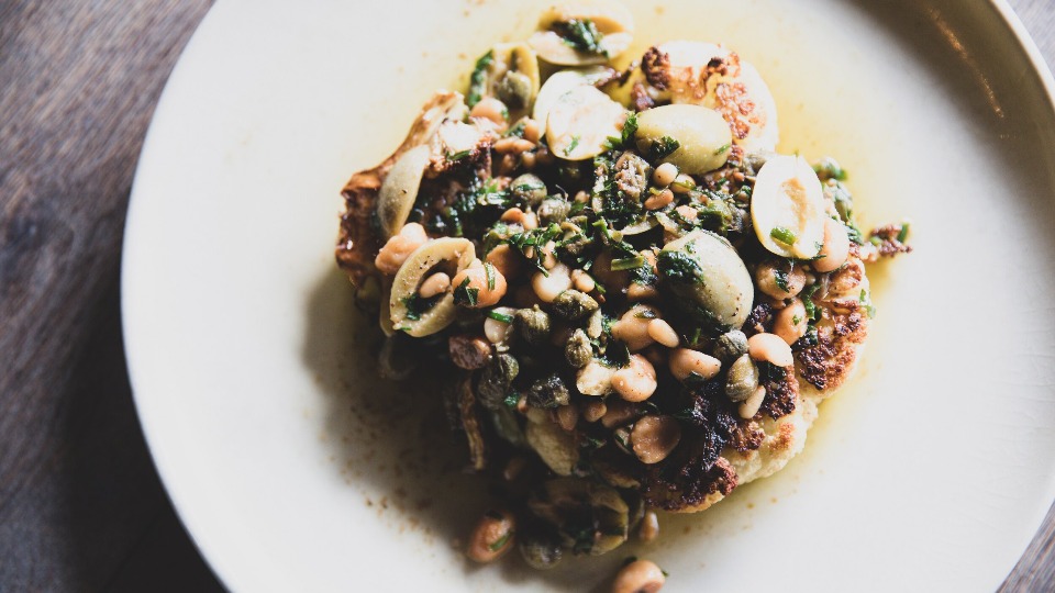 Roasted Cauliflower Green Olives, Macadamias and Sultanas — Interactive video experience