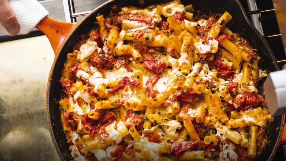 Cast Iron Baked Ziti with Charred Tomatoes - product — Instance — Interactive video experience