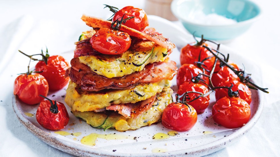 Zucchini corn fritters with bacon - product — Instance — Interactive video experience
