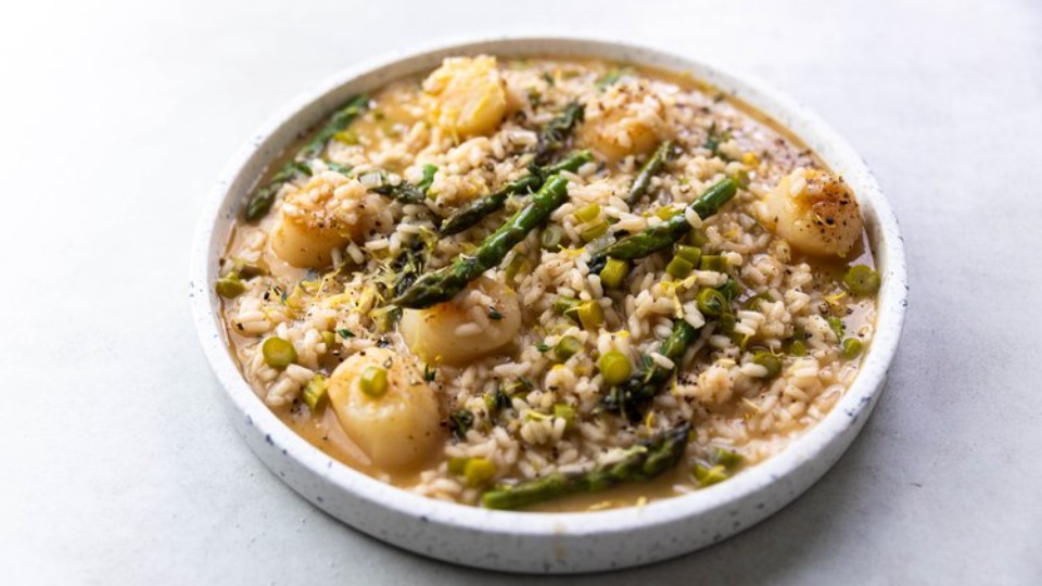 Asparagus and Scallop Risotto - product — Instance — Interactive video experience