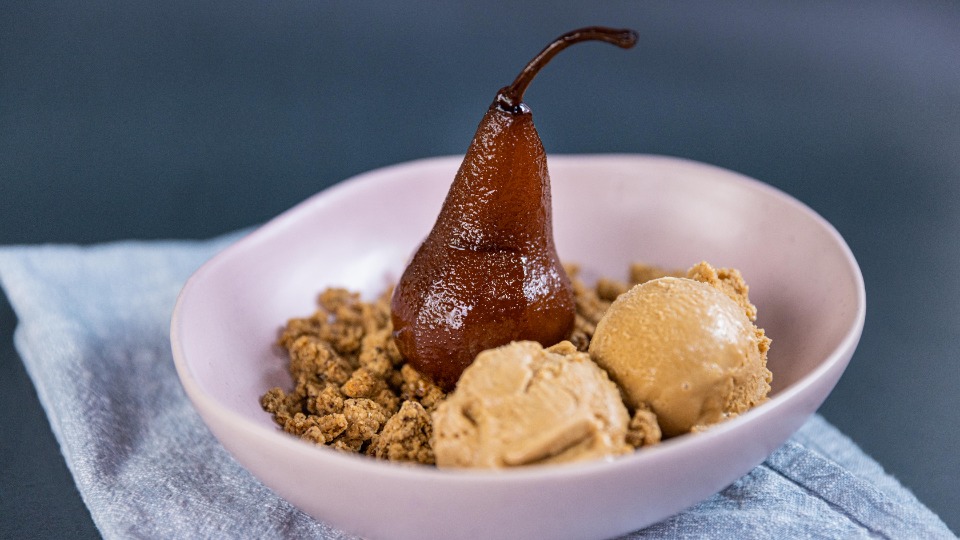 Poached Pear in a Coffee Syrup - product (CSR) — Instance — Interactive video experience