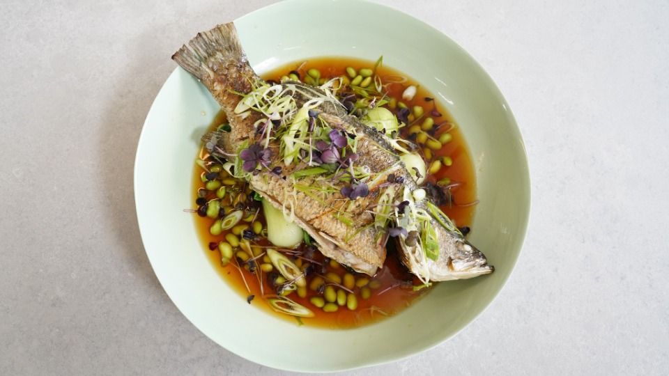 Pan-roasted Barramundi with Asian Greens - product — Instance — Interactive video experience