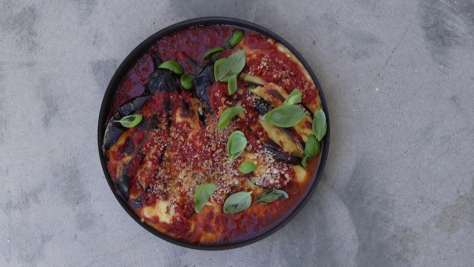 Hassleback Eggplant Parmigiana - product — Instance — Interactive video experience