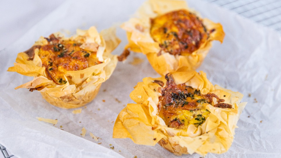 Hawaiian Quiche Filo Cups - product — Instance — Interactive video experience
