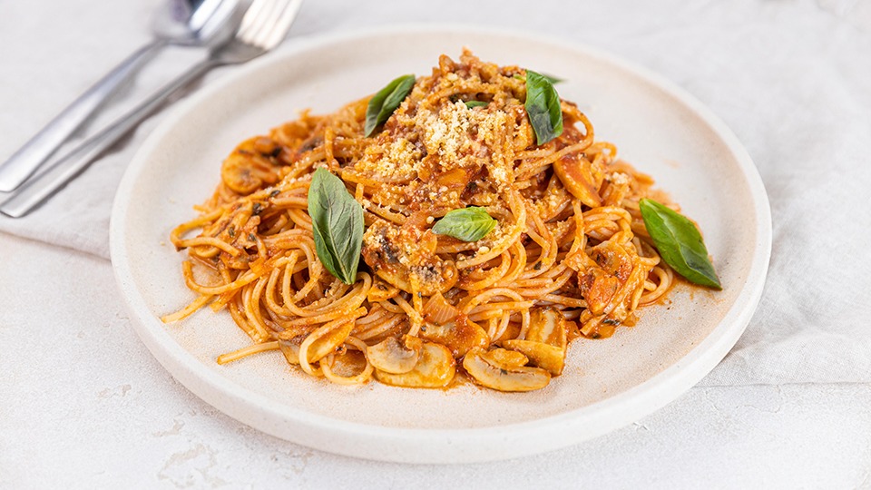 Gluten Free Spaghetti with Mushroom Ragu - product — Instance — Interactive video experience
