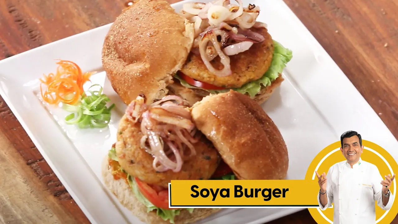 Soya Burger | सोया बर्गर | Protein Burger | Veg Burger at Home | Sanjeev Kapoor Khazana — Interactive video experience