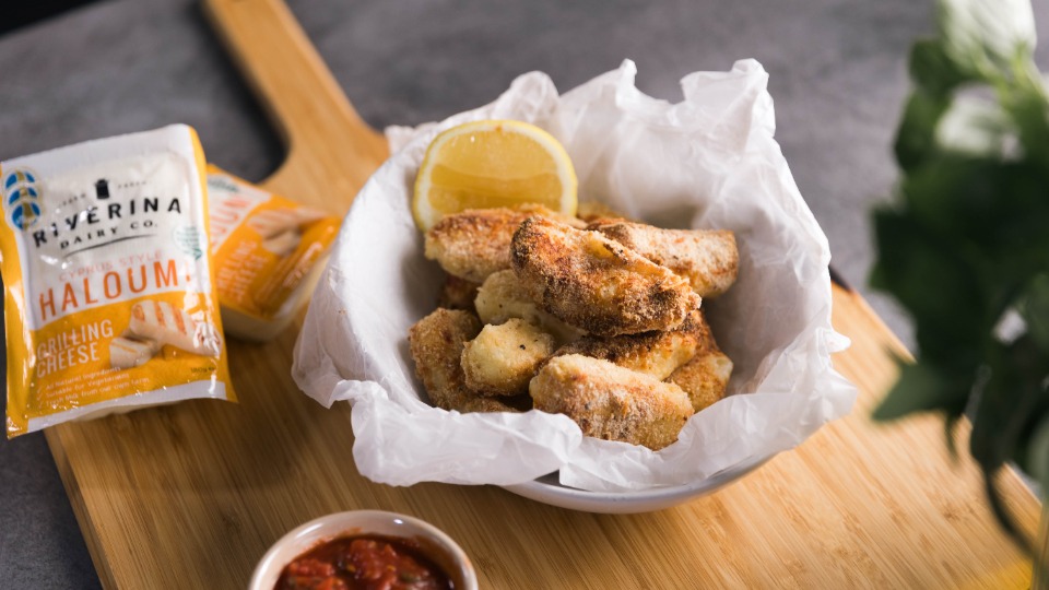 Crumbed Haloumi Chips with Tomato Sauce - Product — Instance — Interactive video experience