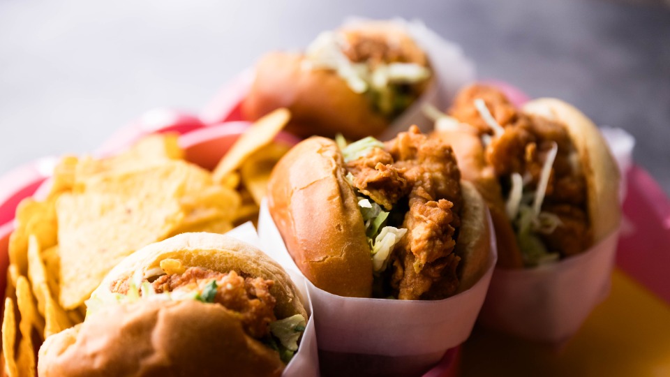 Nacho-Crumbed Fried Chicken Burgers - Recipe — Interactive video experience