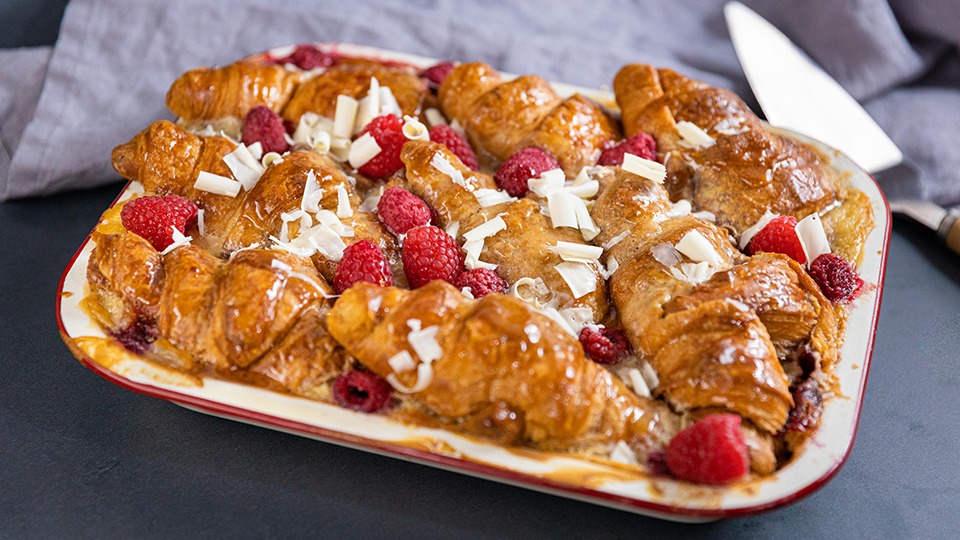 White Chocolate and Raspberry Bread & Butter Pudding - Recipe — Instance — Interactive video experience