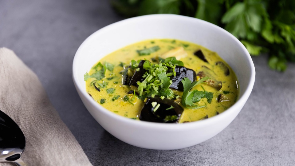 Spiced Eggplant Soup, Coconut & Coriander — Interactive video experience
