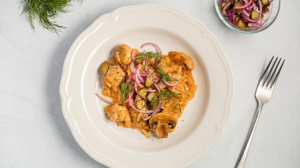 One-Pan Chicken & Risoni Stroganoff - Recipe — Instance — Interactive video experience