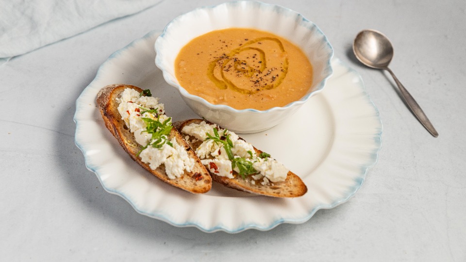 Fasolada Bean Soup with Fetta Crostinis - Recipe — Instance — Interactive video experience