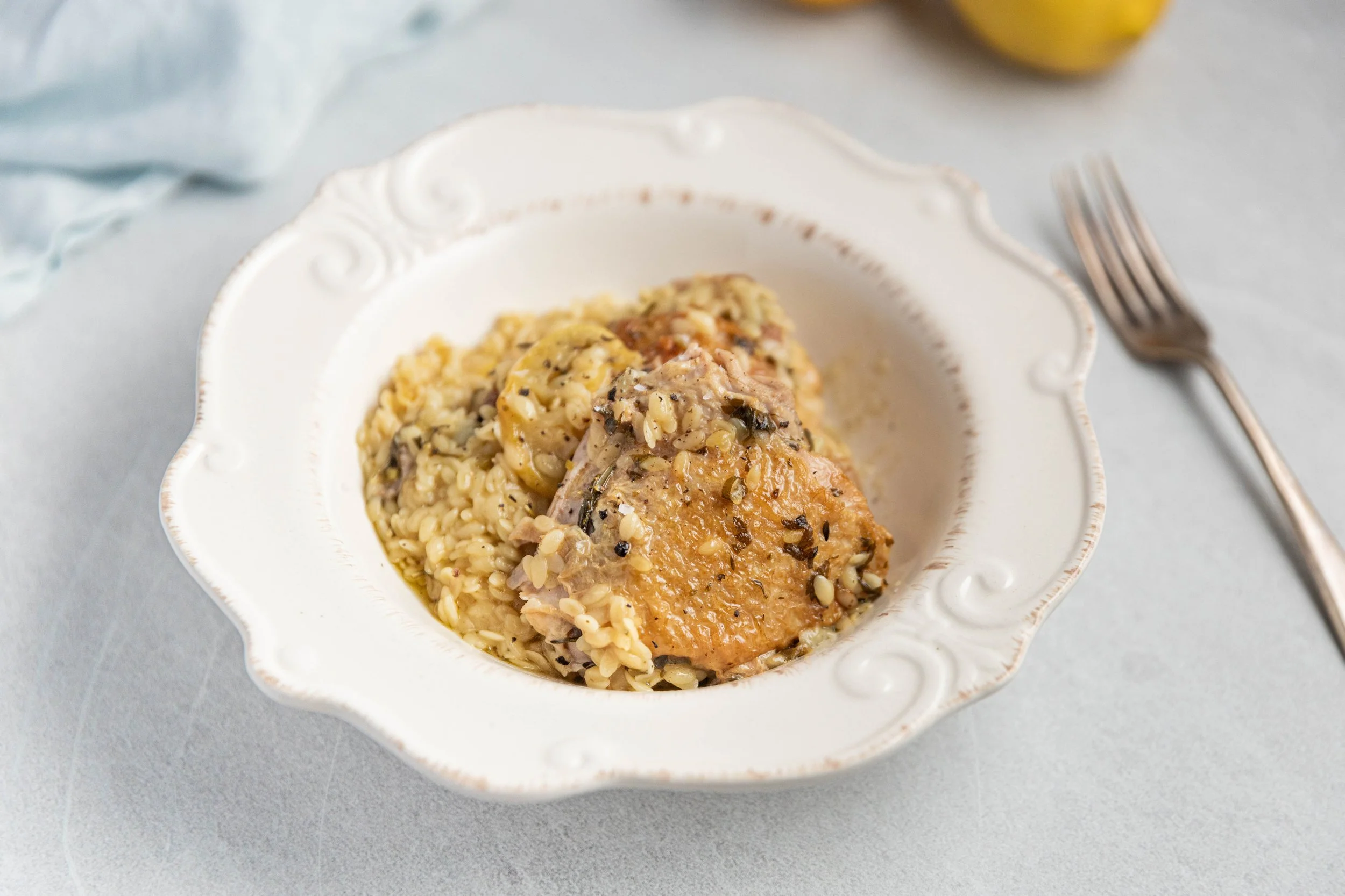 Lemon and Herb Chicken Thighs with Orzo — Interactive video experience