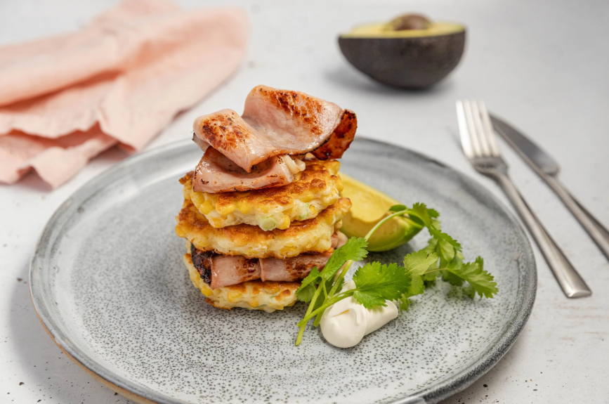 Bacon and Corn Fritter Stack — Interactive video experience