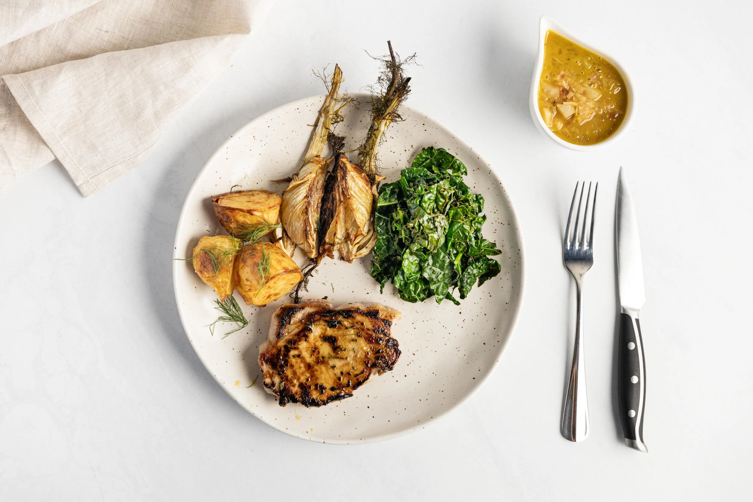Pork Steaks with Spiced Orange & Fennel Sauce — Interactive video experience