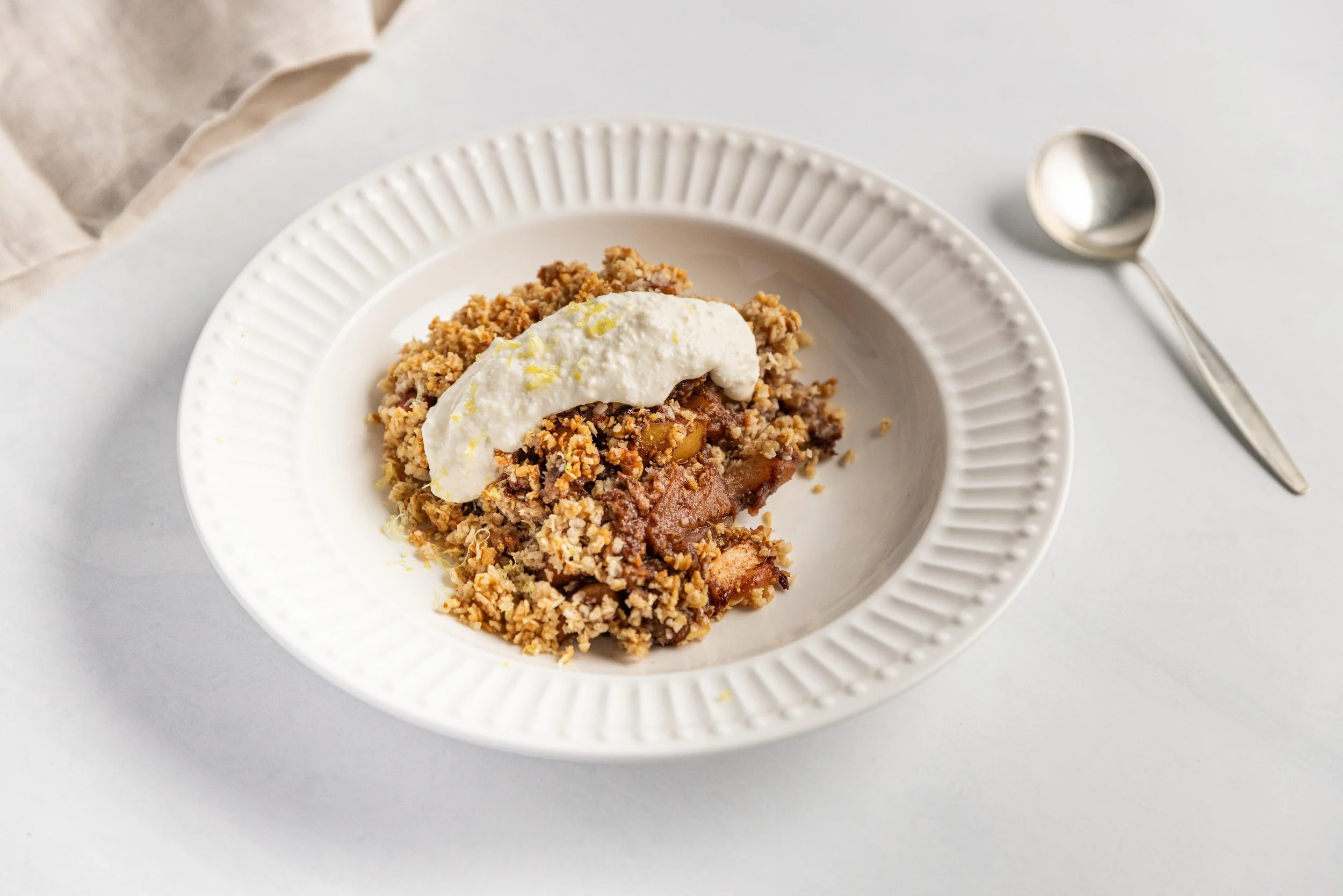 Apple & Rhubarb Brekky Crumble with Whipped Ricotta — Interactive video experience