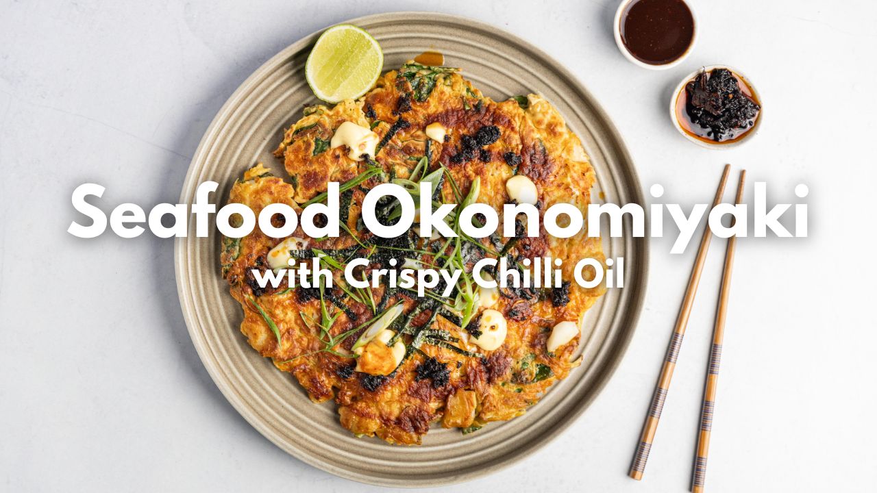 Seafood Okonomiyaki with Crispy Chilli Oil — Interactive video experience